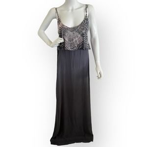 Gypsy 05 Tie Dye 100% Silk Maxi Dress Sleeveless Gray Size S NWT